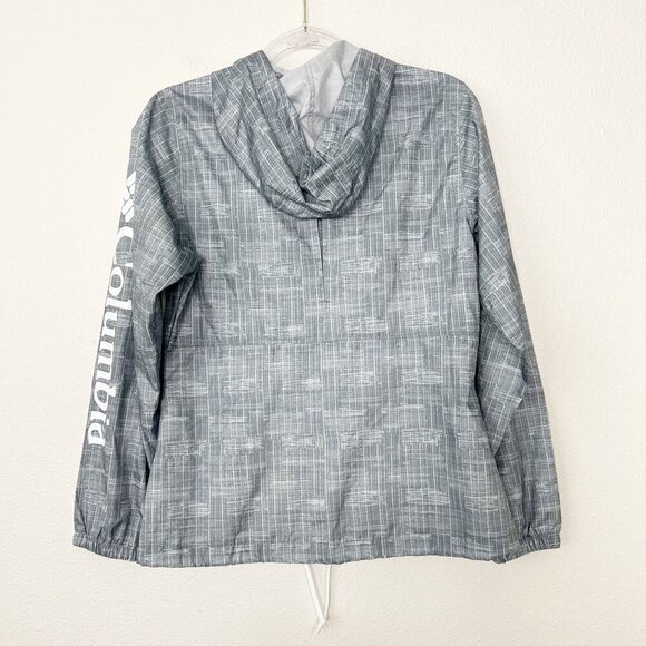 Columbia Womens XS Flash Forward Gray Printed Hooded Windbreaker Jacket Lightwei - Picture 2 of 7